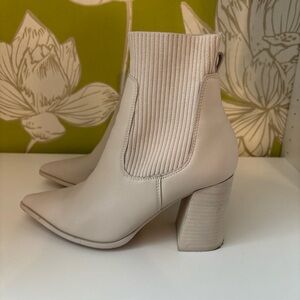 Steve Madden Women's Neutral Beige Block Heel Pointed Ankle Boots